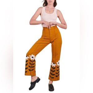 Big Bud Press Western Pants Women's PAINT STAMP DAISY WESTERN PANTS MUSTARD 2X